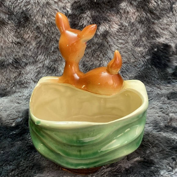 Vintage Deer Ceramic Planter - Green and Brown - Picture 4 of 16